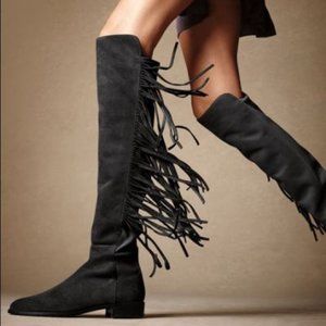 Stuart Weitzman Mane Fringe Over the Knee Suede